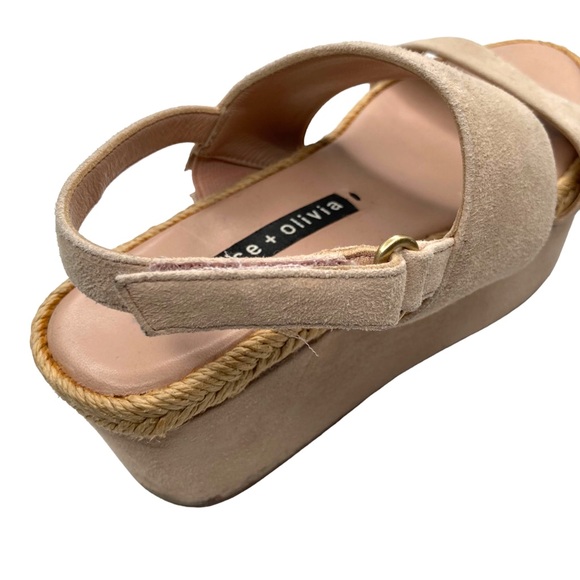 Alice + Olivia Platform Sandals Suede Nude Blush Slingback Jute Trim 6 Eur 36M - Picture 12 of 14